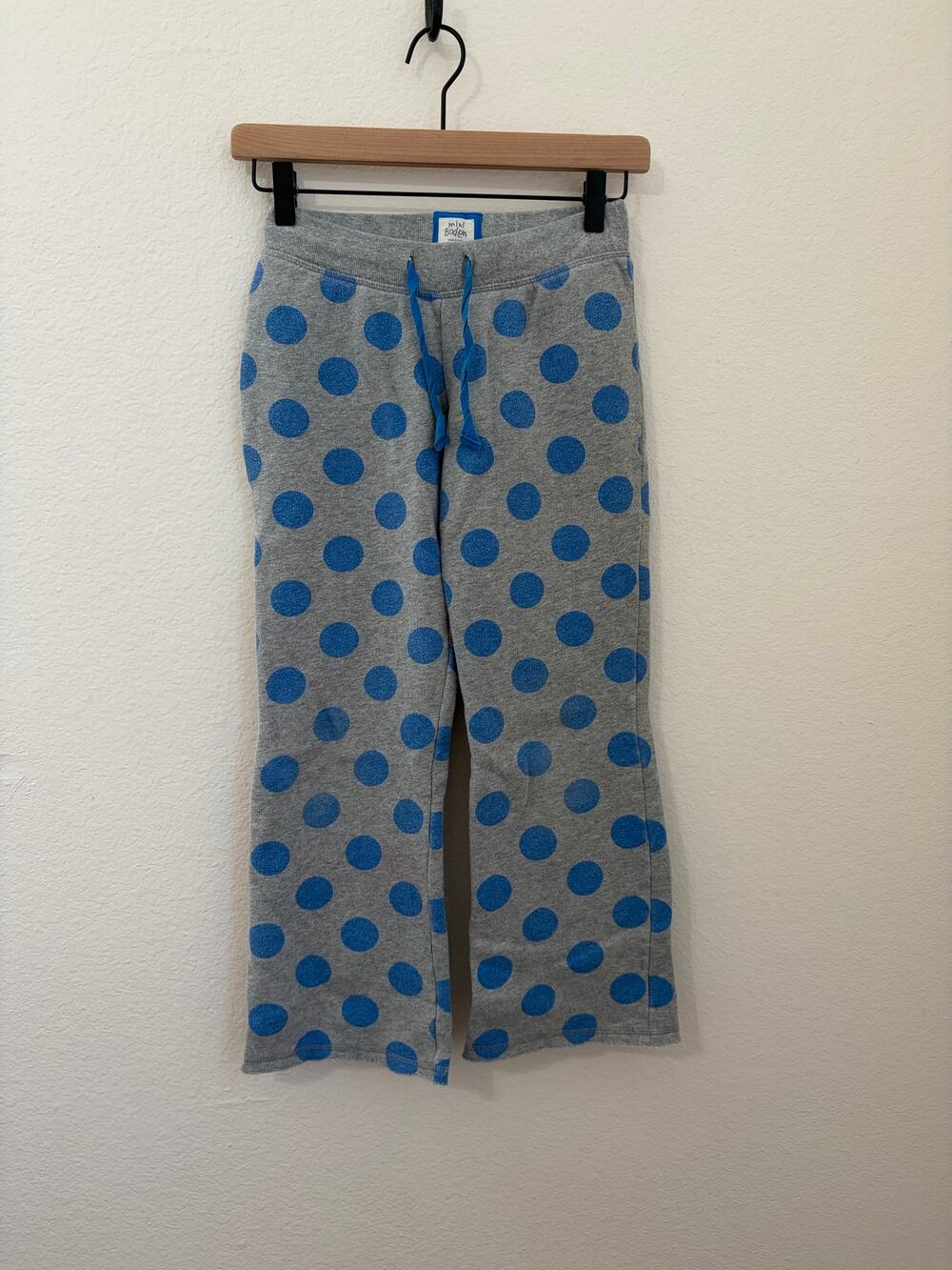 Mini Boden Girls Size 10 Sweatpants Polka Dot Gray Blue Loungewear Pants